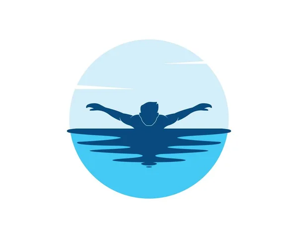 Natación icono logo vector ilustración diseño — Vector de stock