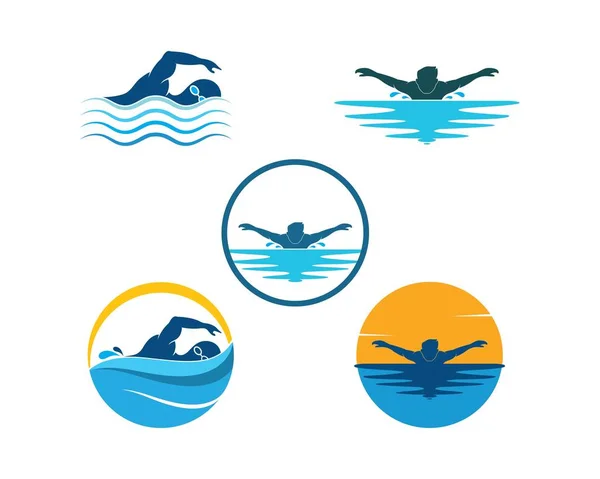 Дизайн векторной иллюстрации логотипа плавания — стоковый вектор