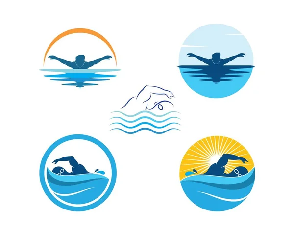 Дизайн векторной иллюстрации логотипа плавания — стоковый вектор