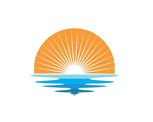 Ola sol logotipo icono vector ilustración diseño — Vector de stock