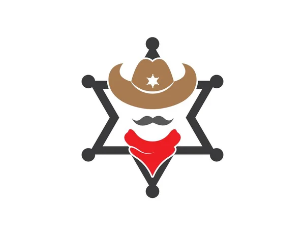 Chapeau de cow-boy logo icône illustration vectoriel design — Image vectorielle