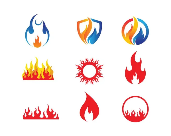 Fuego llama Logo icono vector ilustración diseño — Archivo Imágenes Vectoriales