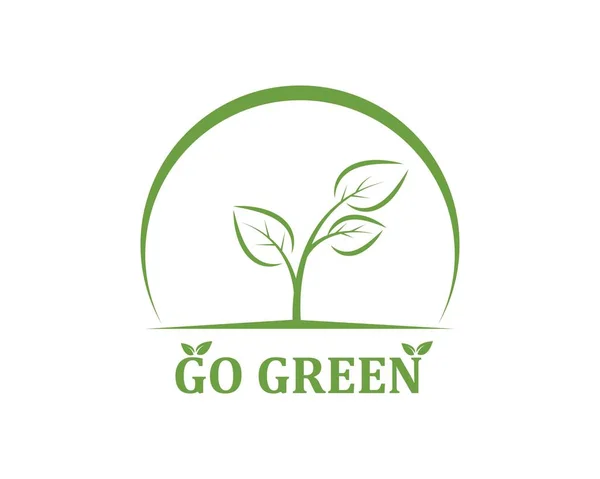 Zöld levél ökológia természeti elem vektor ikonja Go Green — Stock Vector