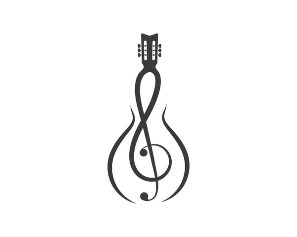 Nota icono de la guitarra logo vector ilustración diseño — Vector de stock