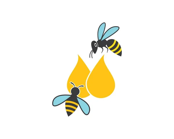 Miel Bee Logo Plantilla vector icono ilustración — Archivo Imágenes Vectoriales