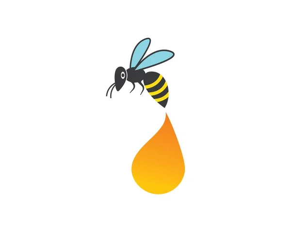 Miel Bee Logo Plantilla vector icono ilustración — Archivo Imágenes Vectoriales