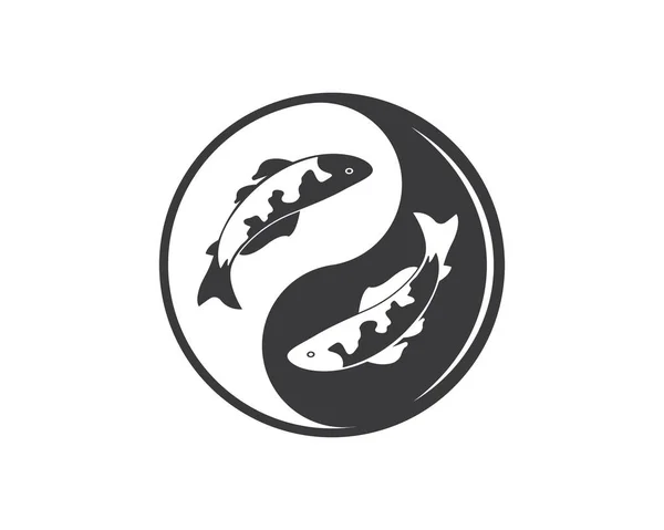Yin Yang Koi hal vektor ikon illusztráció — Stock Vector