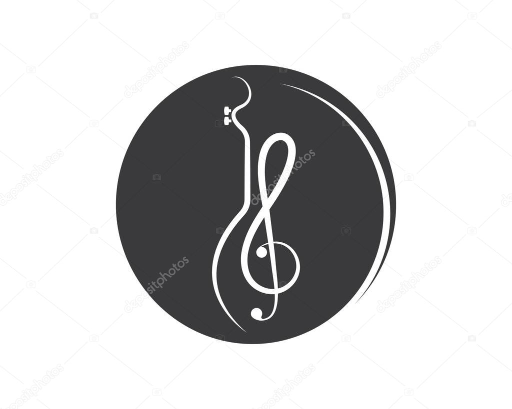 Note guitar icon logo vector illustration design template