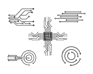 circuit board line,cpu,chip icon logo illustration vector clipart