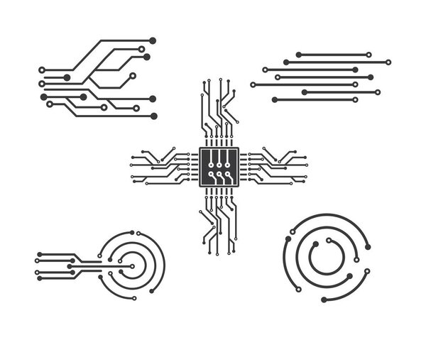 circuit board line,cpu,chip icon logo illustration vector