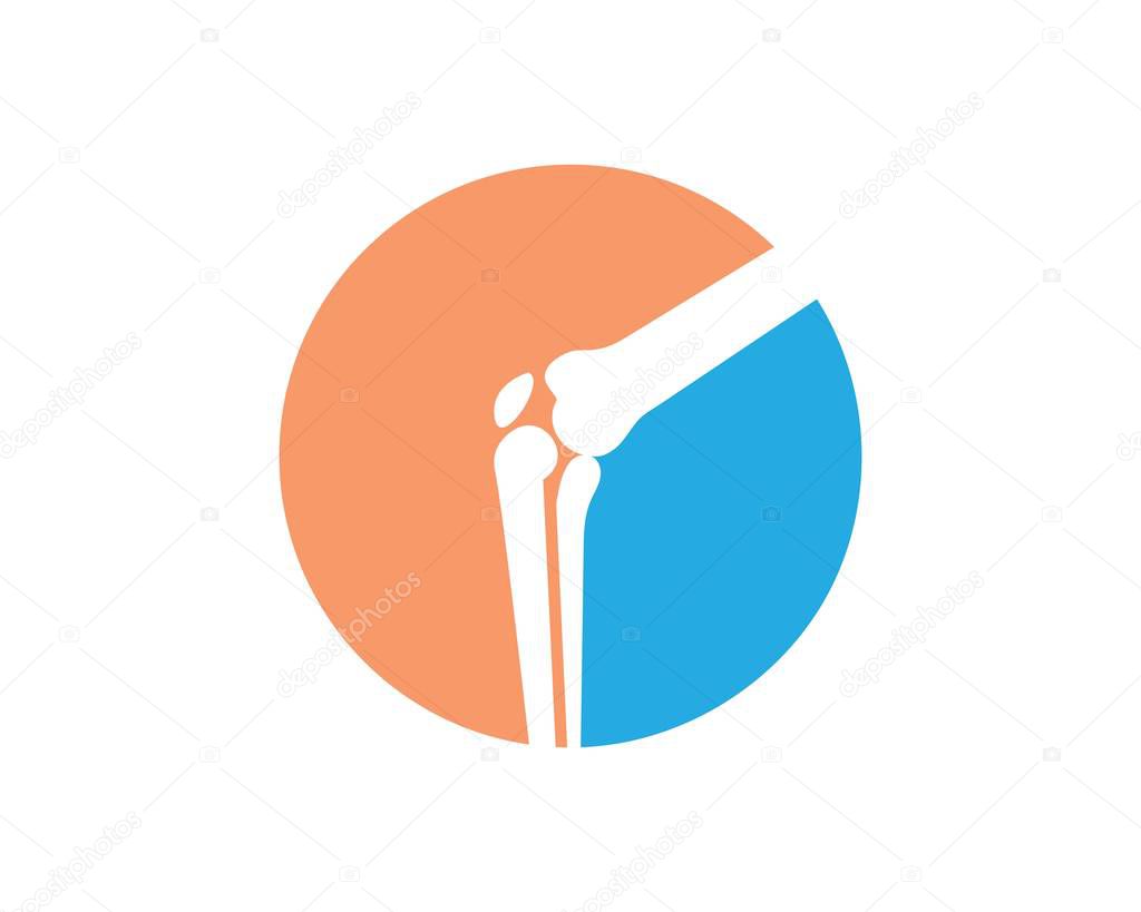 Knee joint bone logo vector illustration design