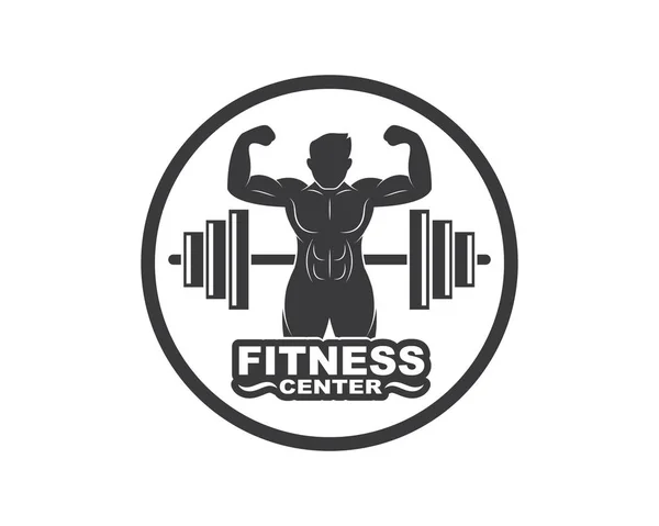 Bodybuilder Fitness Gym pictogram logo badge vector illustratie — Stockvector