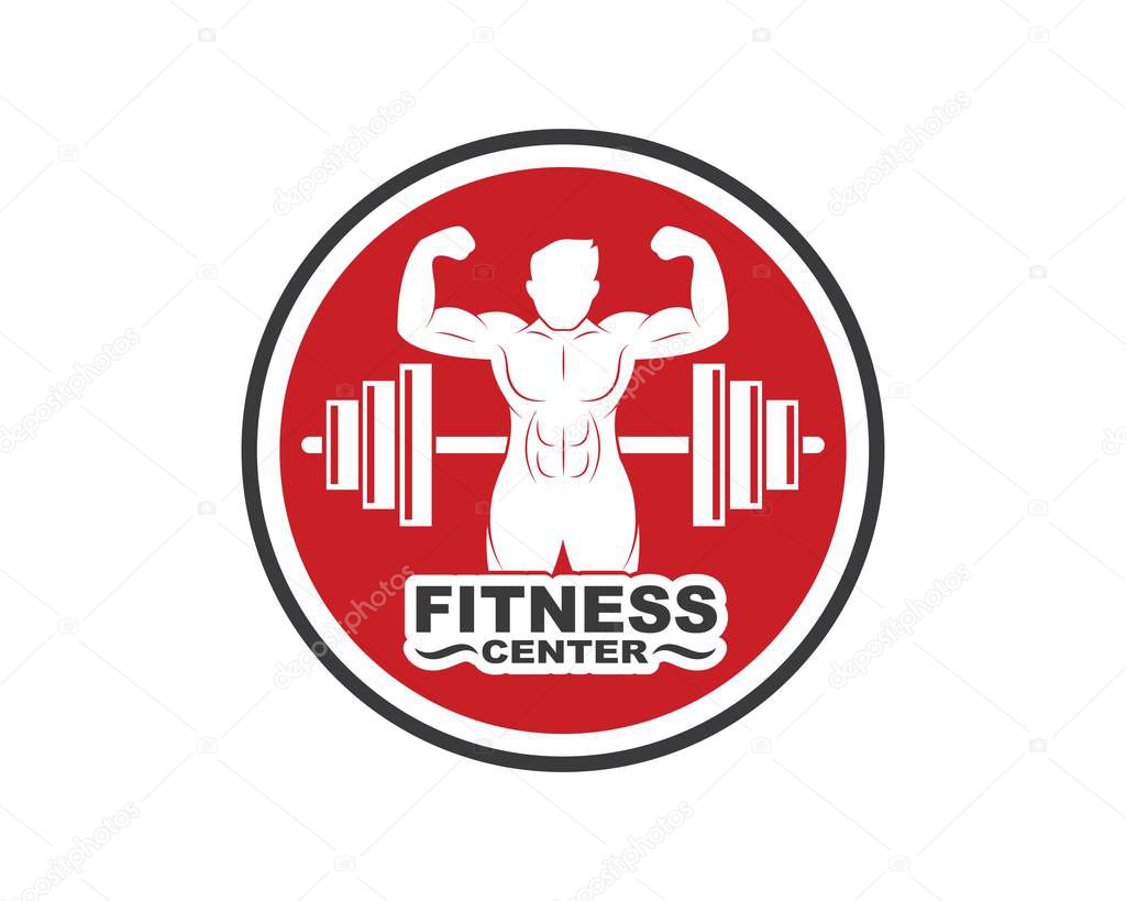 Bodybuilder fitness gym icon logo badge vector illustration design