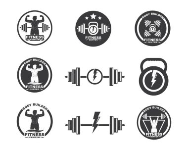 Bodybuilder fitness gym icon logo badge vector illustration clipart