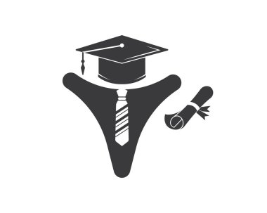mezuniyet şapkası diploması ve insan karakter vektör çizelgesi