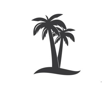 Yaz ve seyahat logosu vektör illüstrasyon palmiye ağacı simgesi