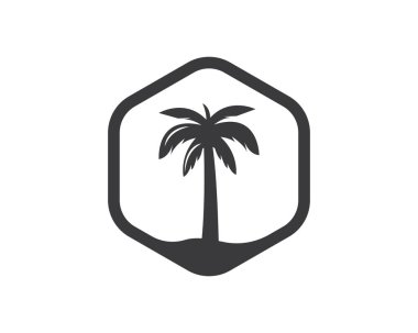 Yaz ve seyahat logosu vektör illüstrasyon palmiye ağacı simgesi