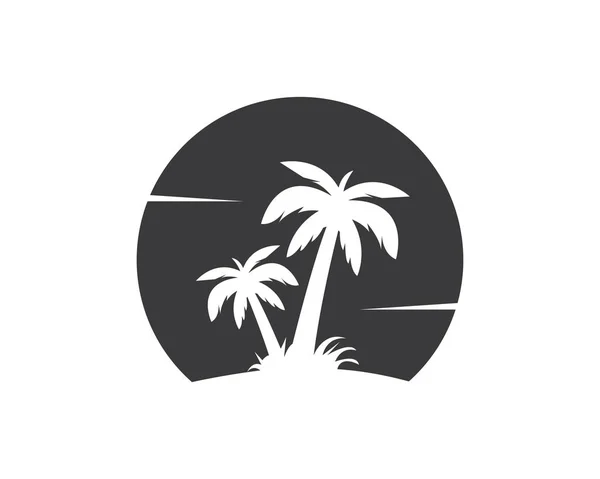 夏と旅行ロゴベクトルイラストのヤシの木アイコン — ストックベクタ