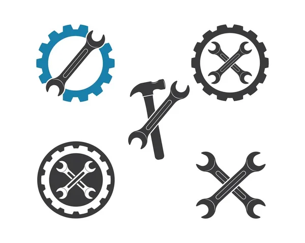 Ilustracja wektora klucza i ikona naprawy samochodu — Wektor stockowy