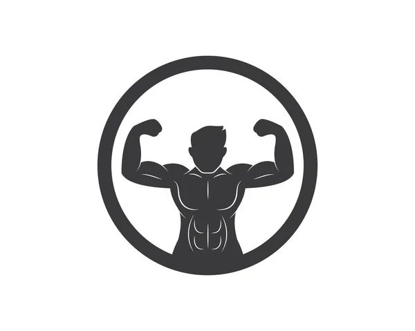 Fisiculturista fitness ginásio ícone logotipo emblema vetor ilustração —  Vetores de Stock