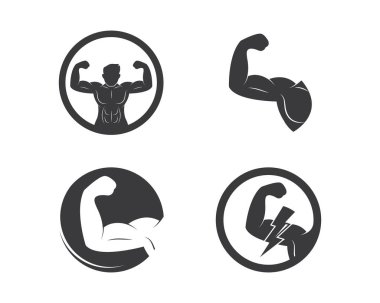 Bodybuilder fitness spor salonu simgesi logo rozeti vektör illüstrasyon