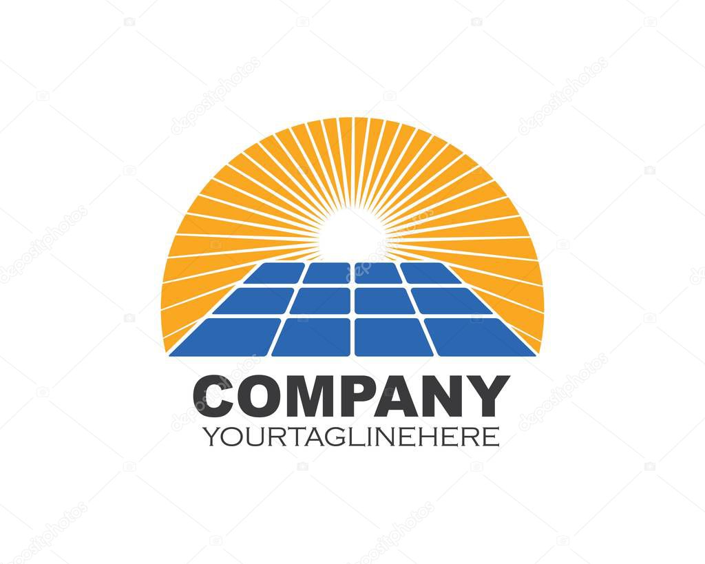 solar panel logo vector icon of natural energy 