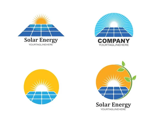 Zonnepaneel logo vector icoon van natuurlijke energie — Stockvector