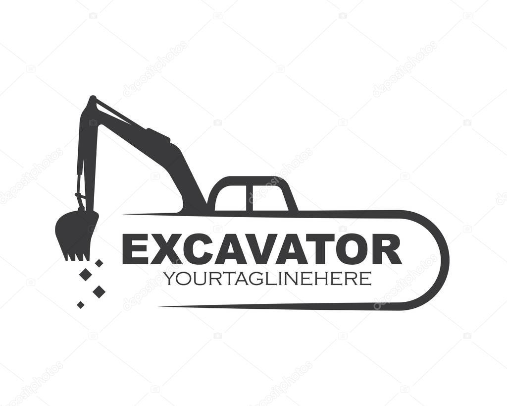 Excavator icon logo vector design template