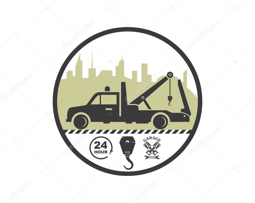 Tow truck vector icon logo design template