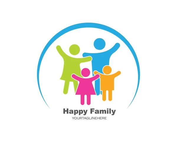 Diseño del logotipo del símbolo de la familia feliz — Vector de stock