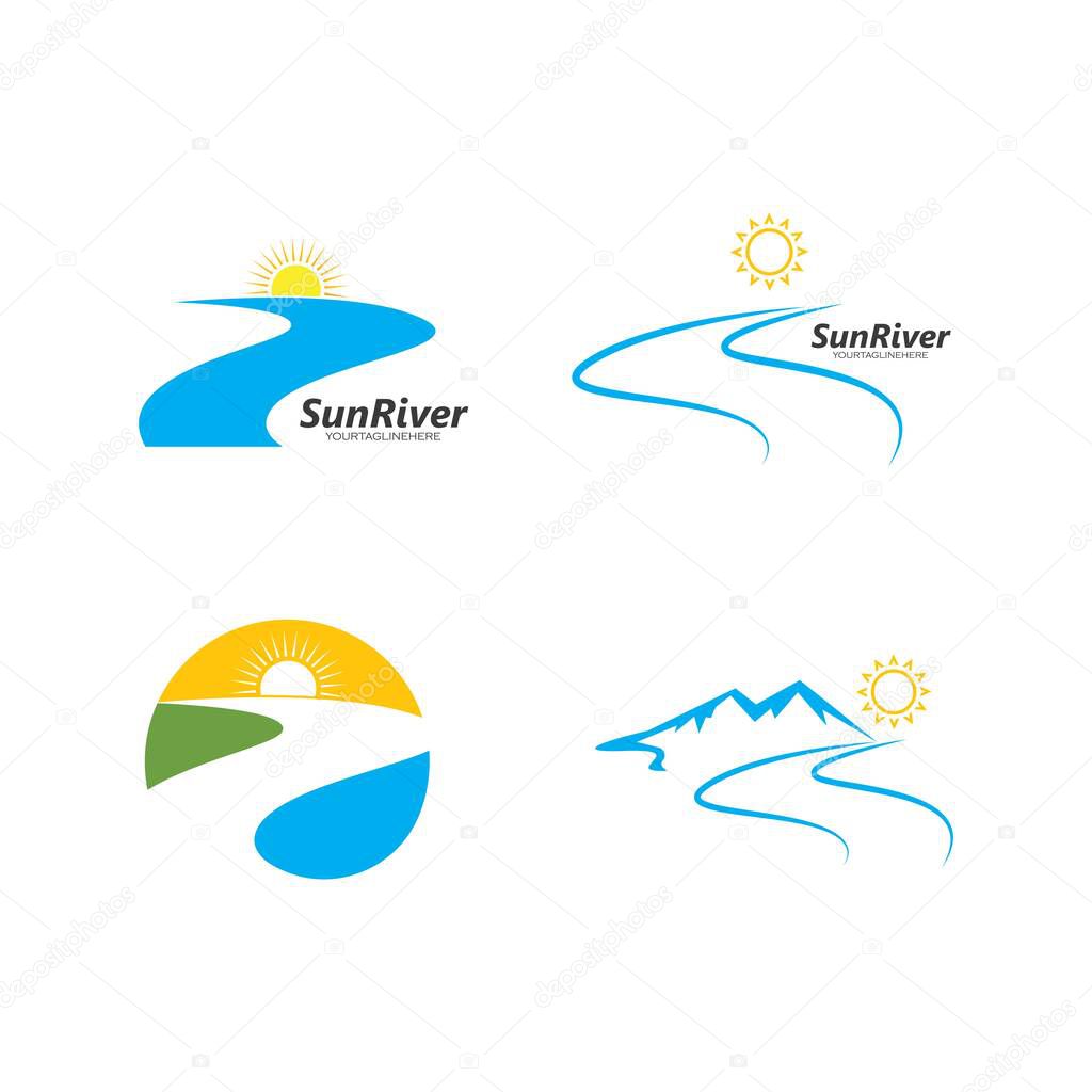 Sun river logo icon vector illustration design
