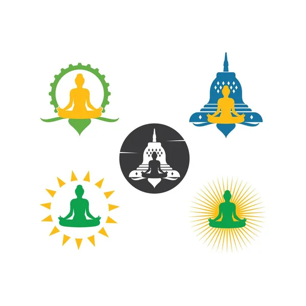 Meditatie Logo Template Vector Pictogram Ontwerp — Stockvector