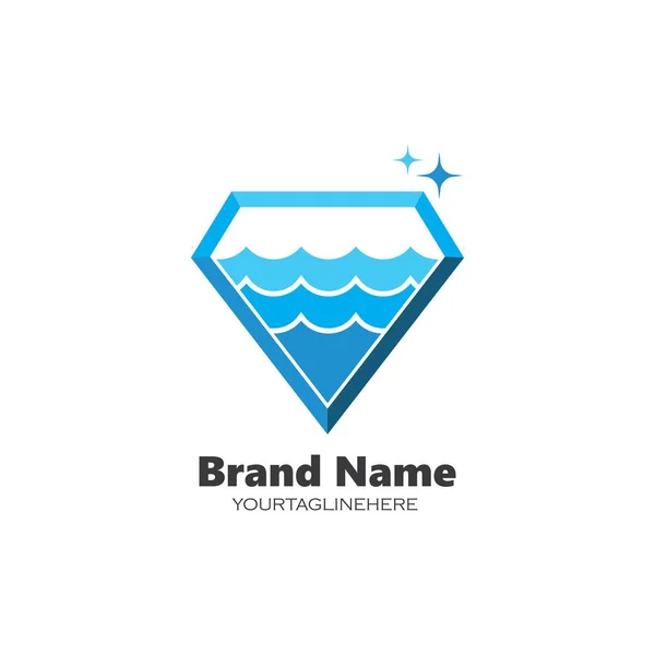 Logo Agua Diamante Icono Icono Ilustración Plantilla Diseño — Archivo Imágenes Vectoriales