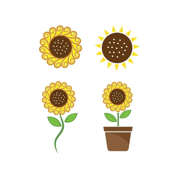 Ilustración Del Icono Del Logotipo Del Girasol — Vector de stock