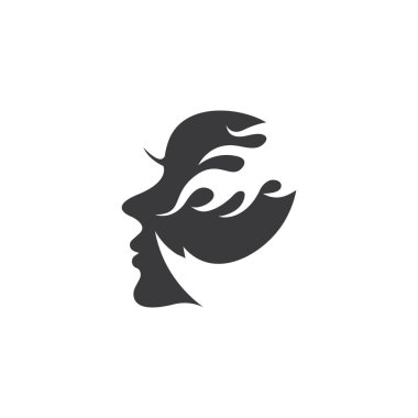 Benzersiz yüz kadın ikon vektör çizim şablonu