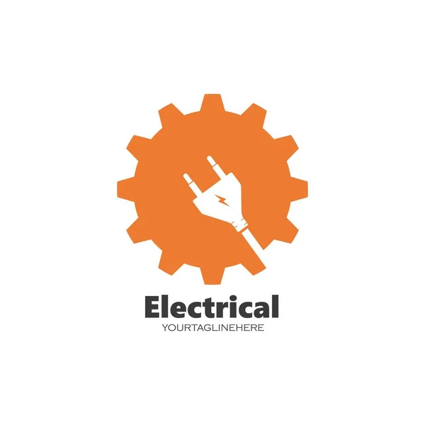 Servicio Eléctrico Instalación Logotipo Icono Vector Diseño — Vector de stock