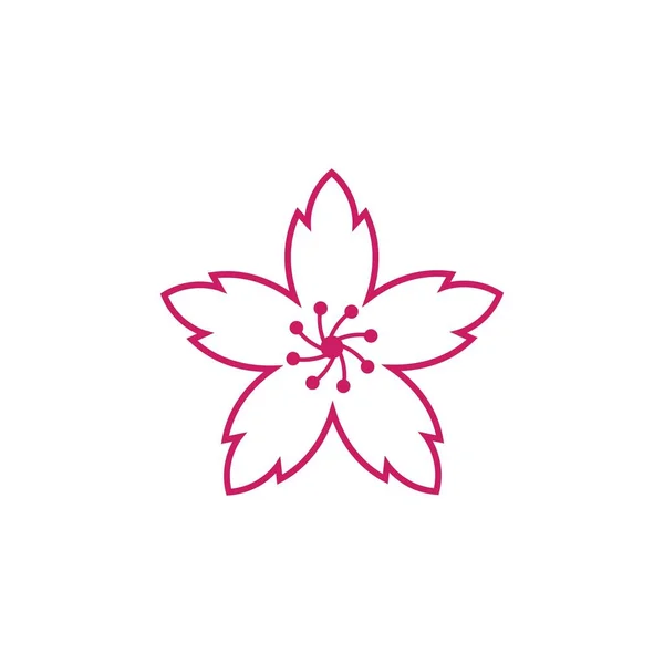 Sakura Flor Vector Ilustración Diseño Plantilla — Archivo Imágenes Vectoriales