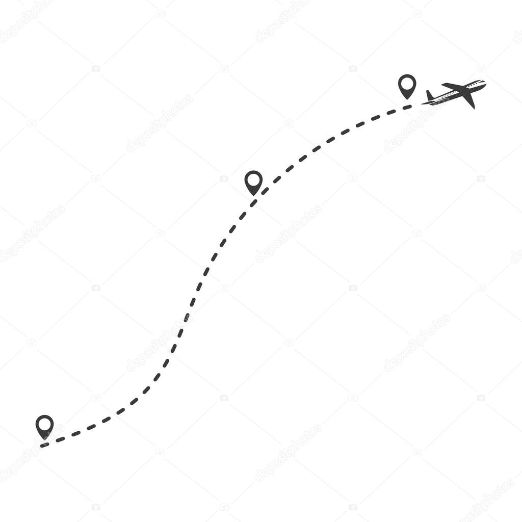 plane flight route vector illustration design