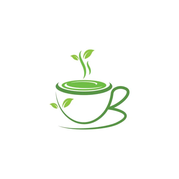 Csésze Zöld Tea Ikon Vektor Illusztráció Design Sablon — Stock Vector