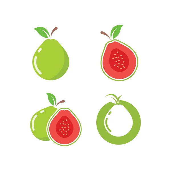 Guava Frutta Vettore Icona Illustrazione Disegno Modello — Vettoriale Stock