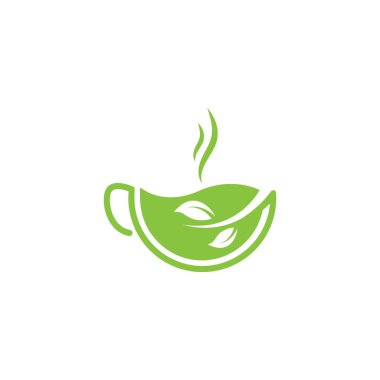 bir fincan yeşil çay ikonu vektör çizim şablonu