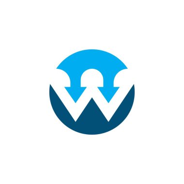 w ok Harf Simgesi Tasarım Vektörü İllüstrasyonu