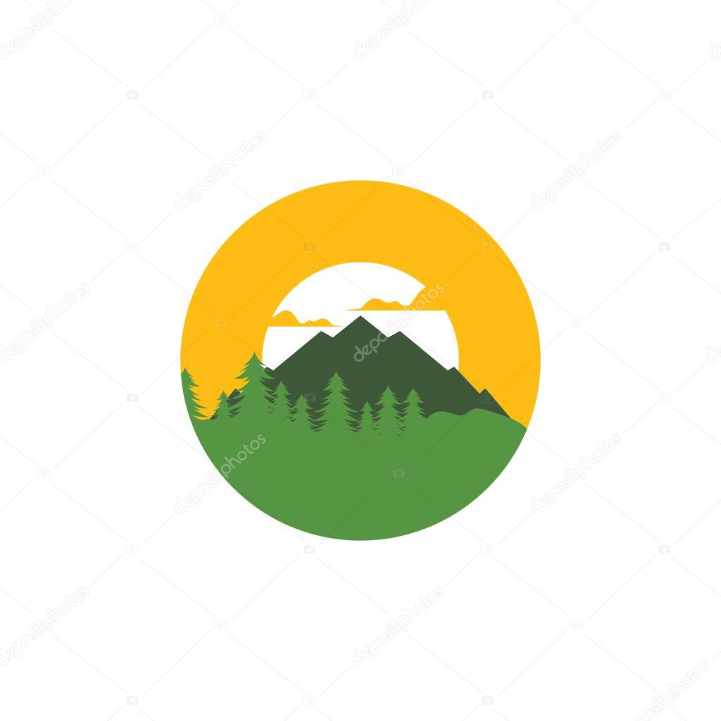 High Mountain icon Logo vector illustration design Template