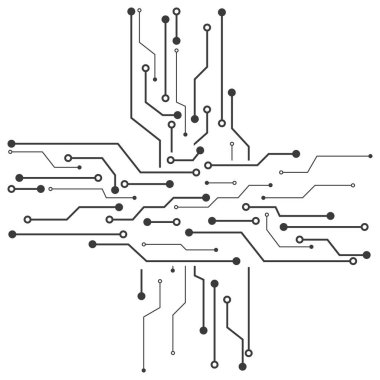 devre kartı satırı, Cpu, çip simgesi çizimi vektör tasarımı