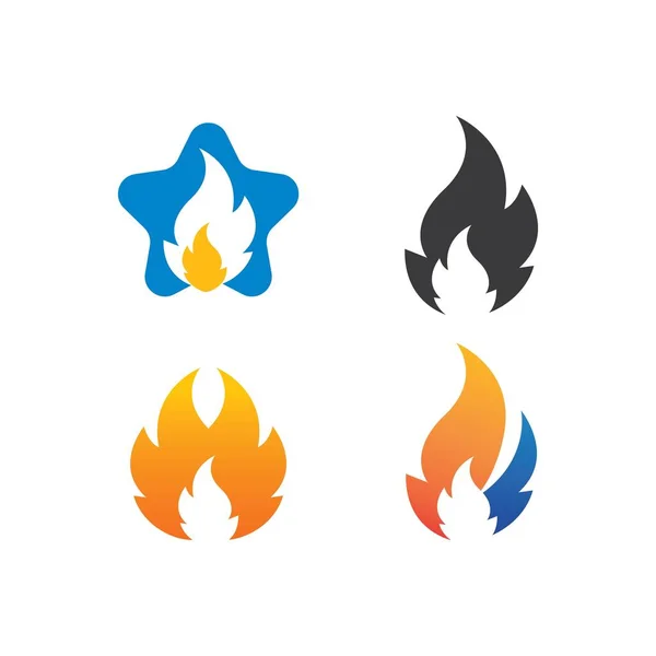 Oheň Plamen Ikona Vektor Ilustrace Design Šablona — Stockový vektor