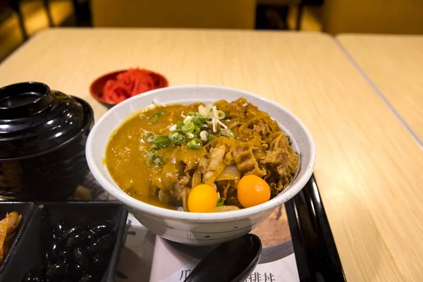Délicieux Riz Curry Japonais Aux Carottes Pommes Terre Oignons Porc — Photo