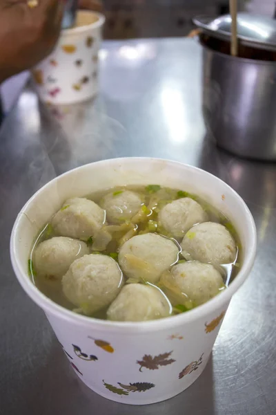 Refeições Autênticas Taiwan Sopa Bola Peixe Inverno Sopa Bola Marisco — Fotografia de Stock