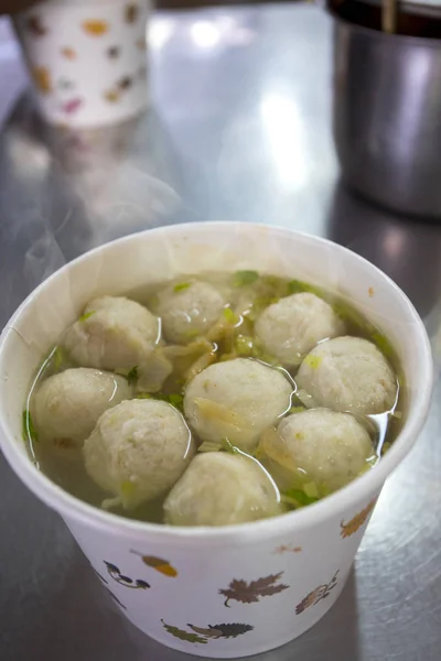 Refeições Autênticas Taiwan Sopa Bola Peixe Inverno Sopa Bola Marisco — Fotografia de Stock