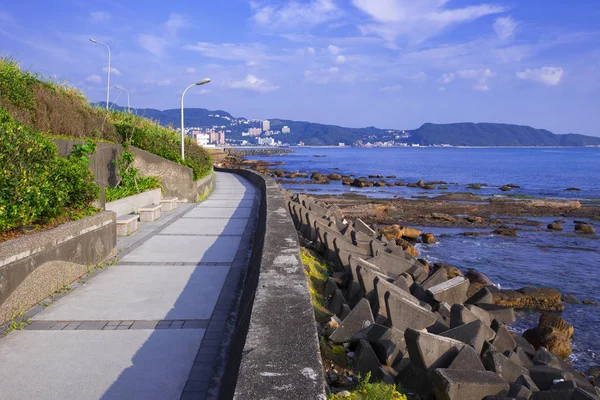 Taiwans Nya Taipei Stad Den Norra Kusten Keelung Det Vågblockerande — Stockfoto