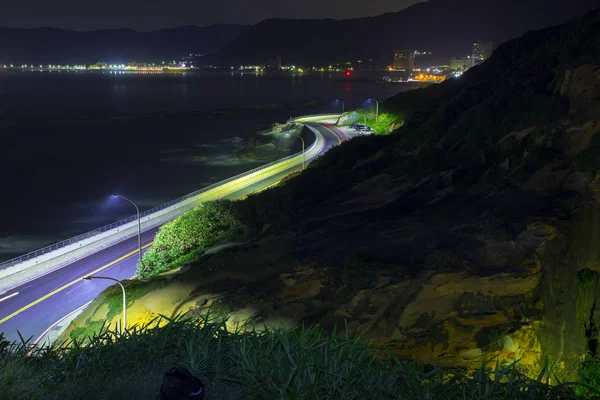 Ville Portuaire Nord Taïwan Keelung Harbor Donne Sur Vue Nuit — Photo